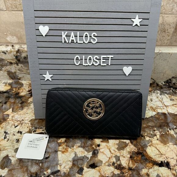 Ivy London Leather Weave Black Zip Around Wallet- New - Picture 1 of 6